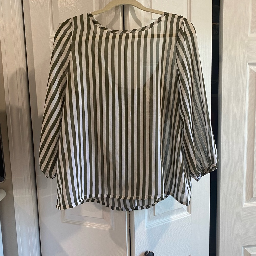Live 4 Truth | Green and White Striped Blouse